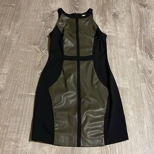 Gianni Bini Olive Green Leather Block Dress